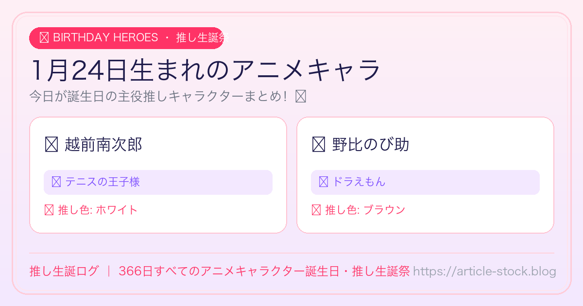 1月24日生まれのアニメキャラ誕生日・推し生誕祭一覧｜推し生誕ログ