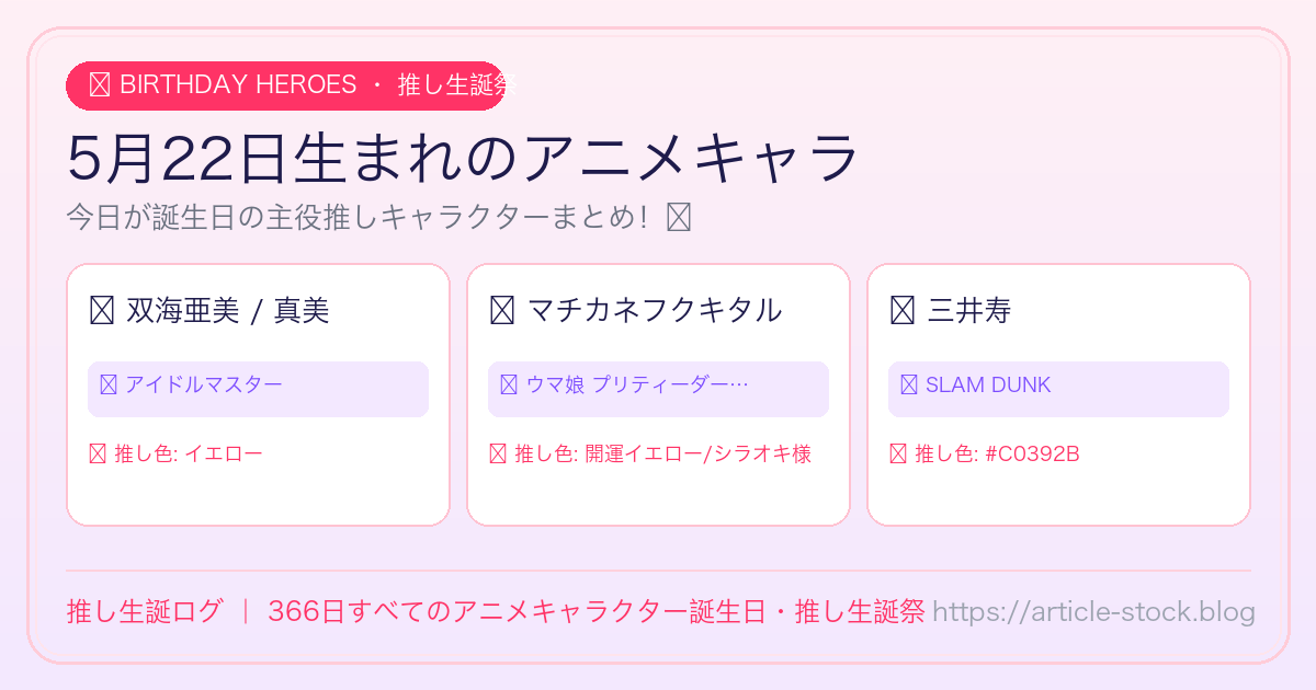 5月22日生まれのアニメキャラ誕生日・推し生誕祭一覧｜推し生誕ログ