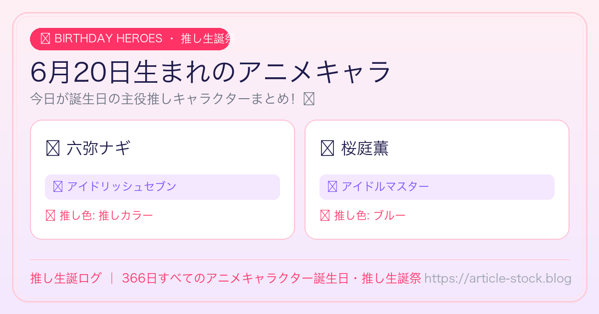 6月20日生まれのアニメキャラ誕生日・推し生誕祭一覧｜推し生誕ログ