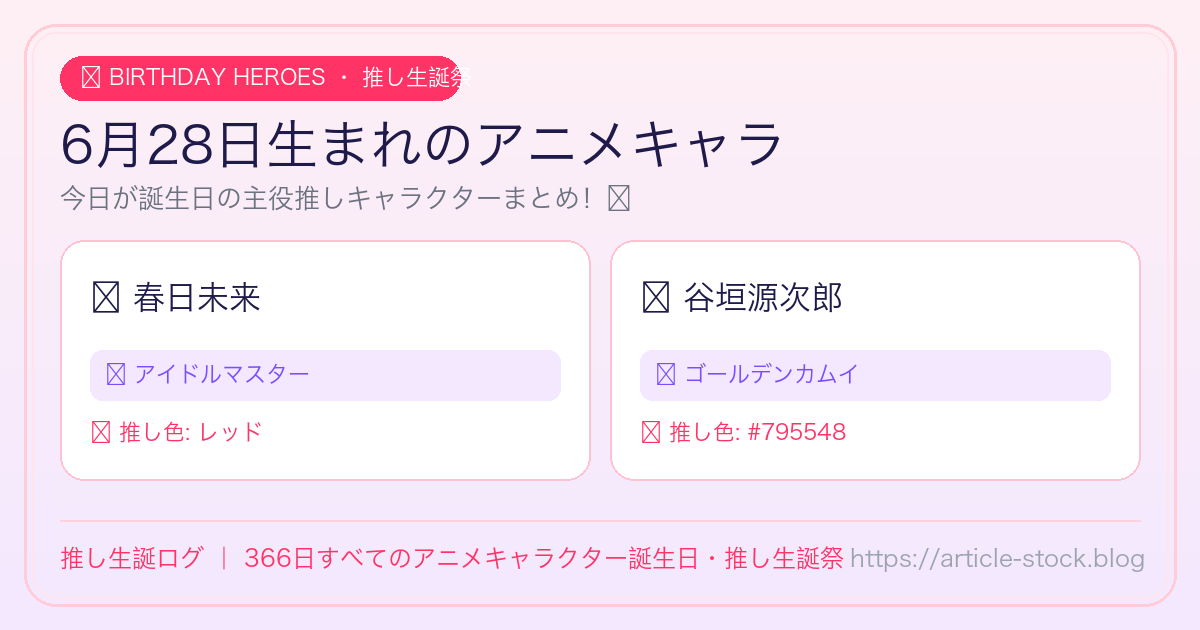 6月28日生まれのアニメキャラ誕生日・推し生誕祭一覧｜推し生誕ログ