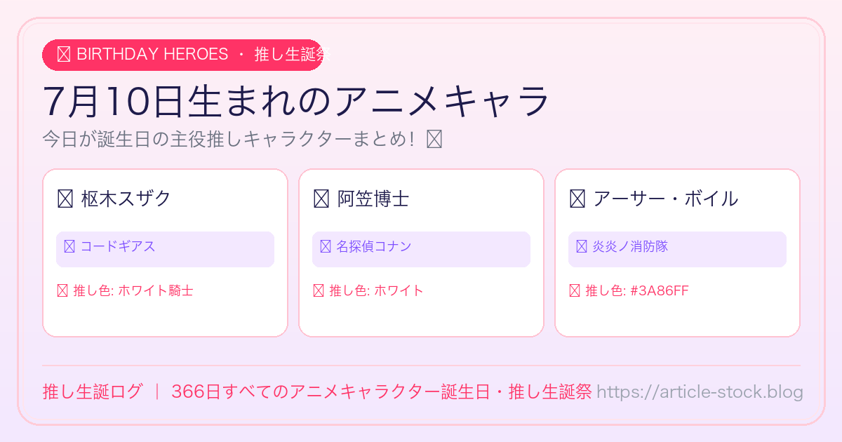7月10日生まれのアニメキャラ誕生日・推し生誕祭一覧｜推し生誕ログ