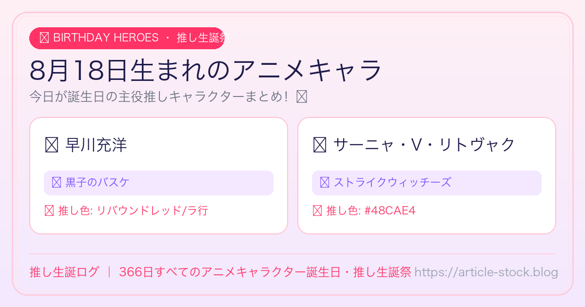 8月18日生まれのアニメキャラ誕生日・推し生誕祭一覧｜推し生誕ログ