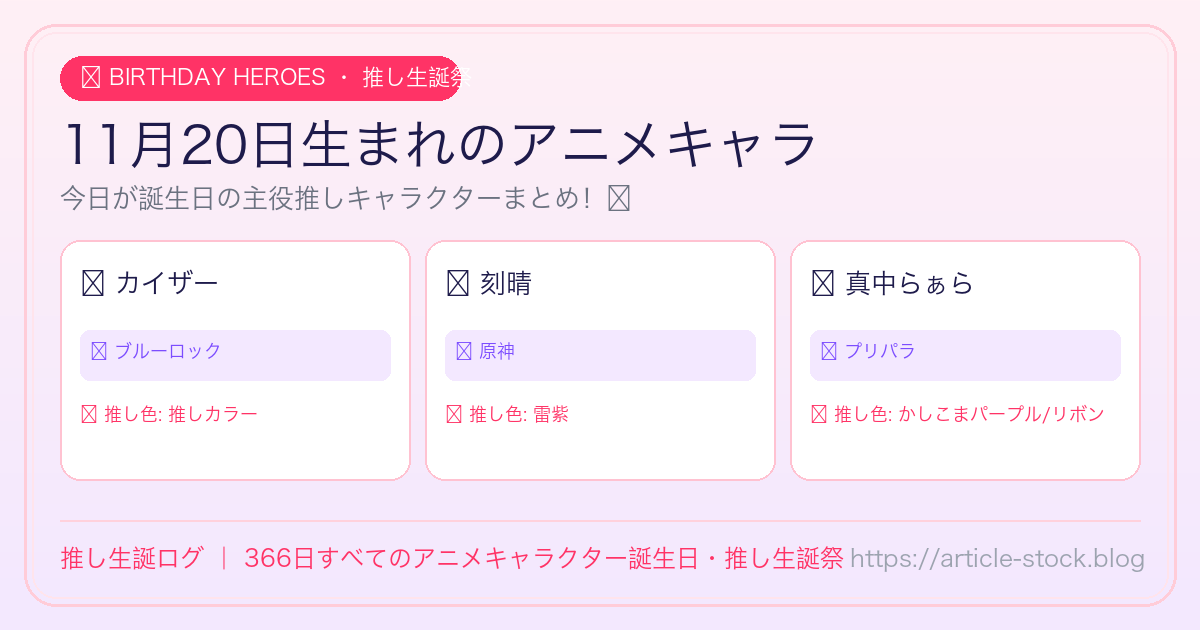 11月20日生まれのアニメキャラ誕生日・推し生誕祭一覧｜推し生誕ログ