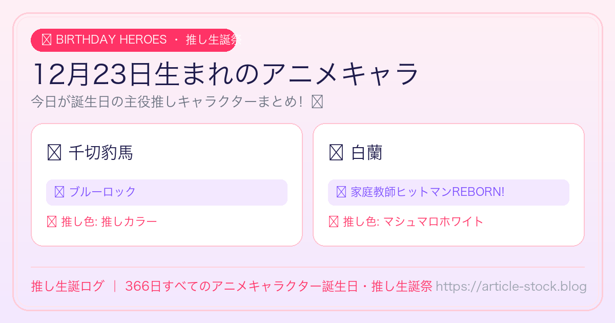 12月23日生まれのアニメキャラ誕生日・推し生誕祭一覧｜推し生誕ログ